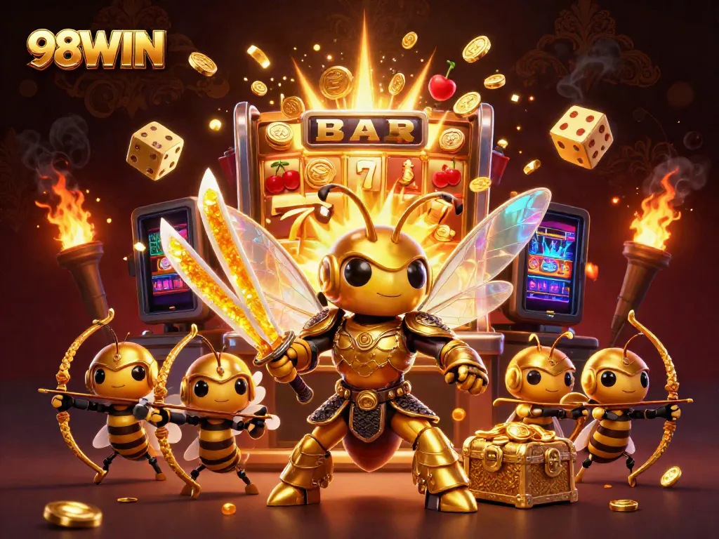Experience the thrill of 98WIN with vibrant casino games and characters in action.