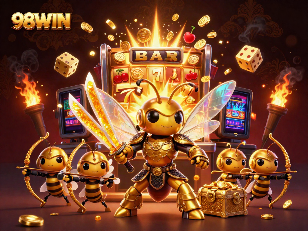 Experience the thrill of 98WIN with vibrant casino games and characters in action.