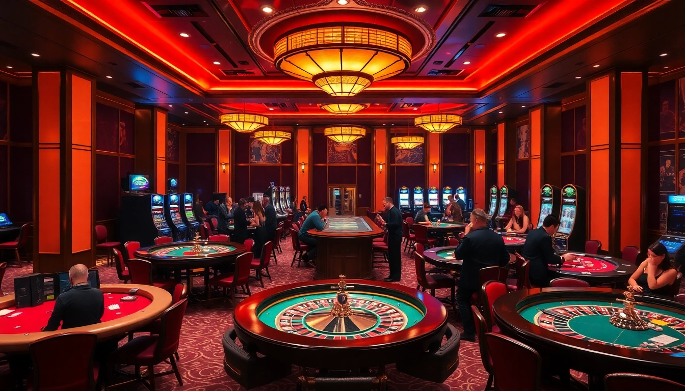 Players engaging in exciting games at the professional BL555 casino, showcasing vibrant gaming tables and atmosphere.
