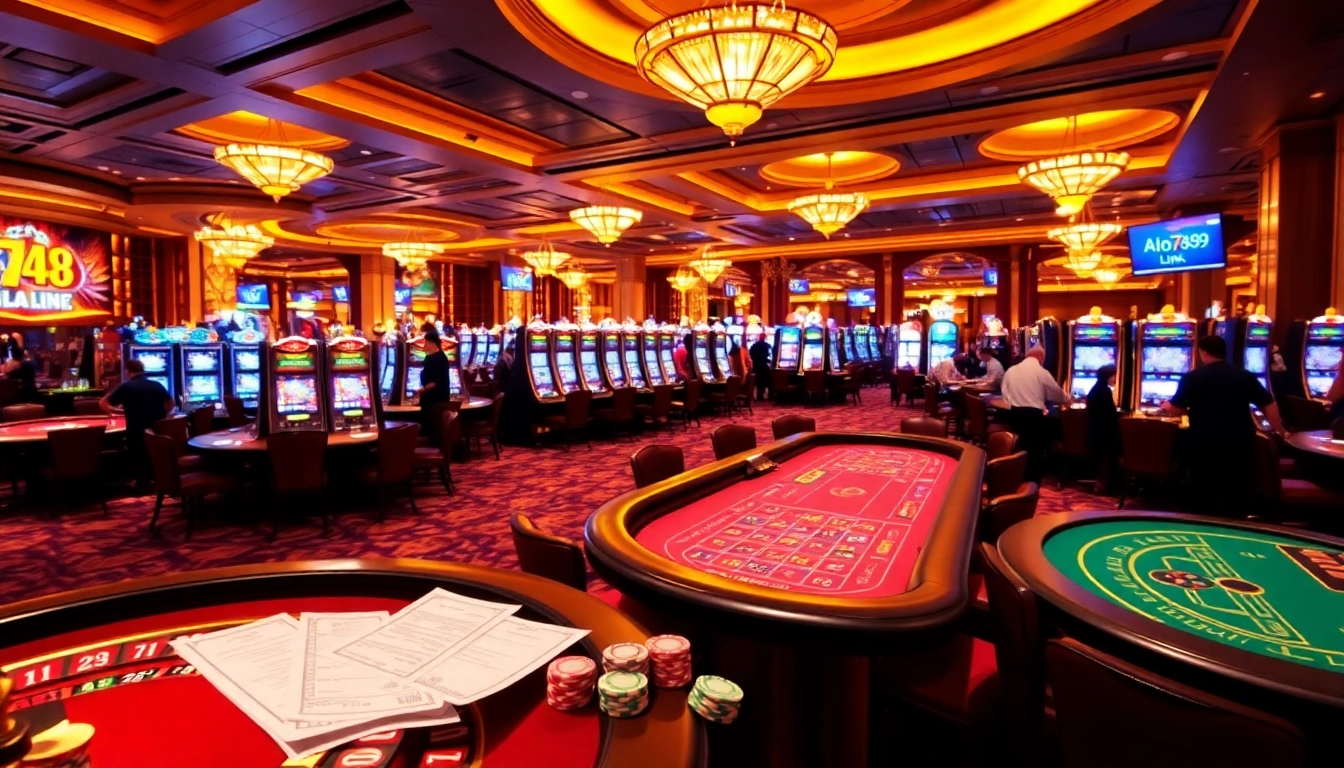 Experience thrilling gameplay with Alo789 Link in this vibrant casino scene.