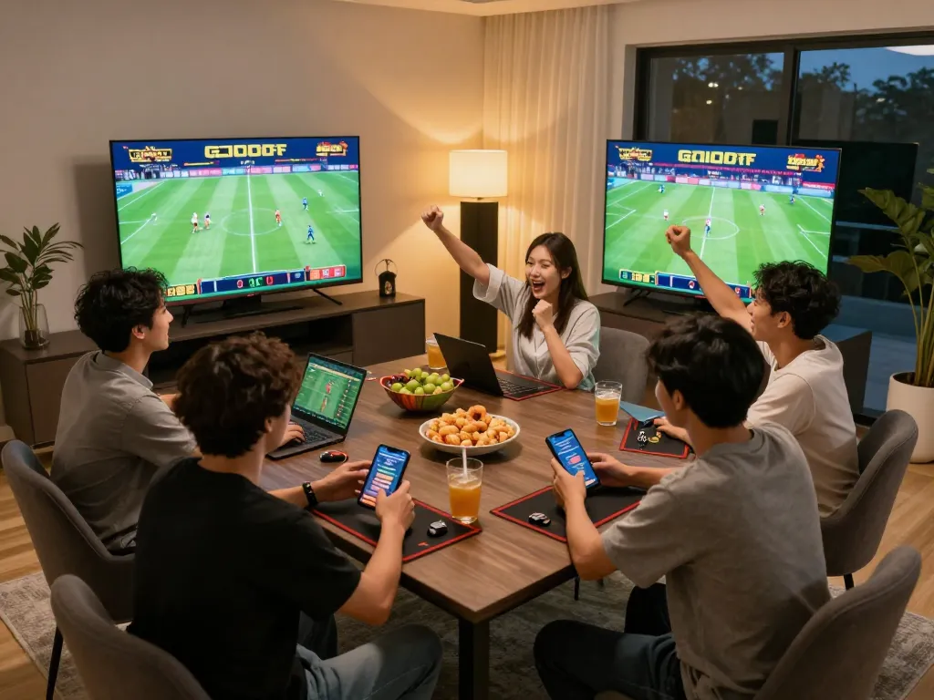Keo nha cai 5 showcased during an engaging sports betting night with friends.