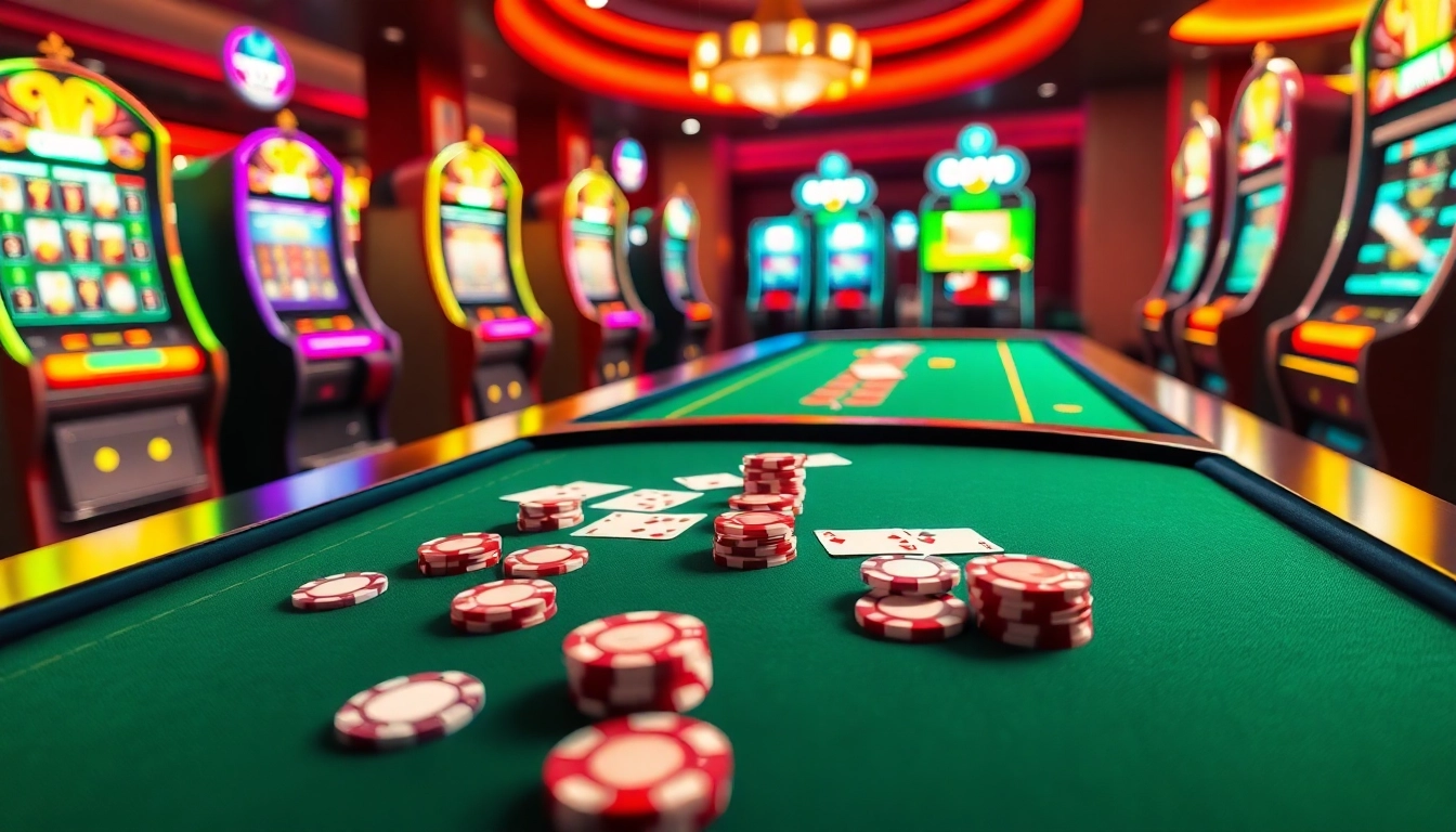 Experience the excitement of GO99 with vibrant casino tables and slot machines.