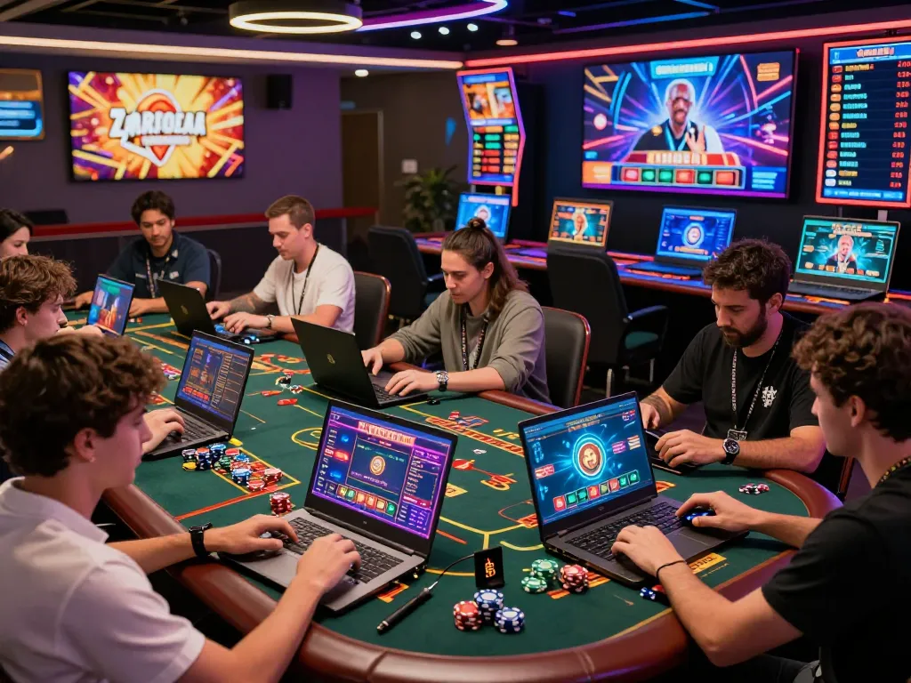 Exciting online gaming experience at 73 H with players engaged in casino activities and vibrant graphics.