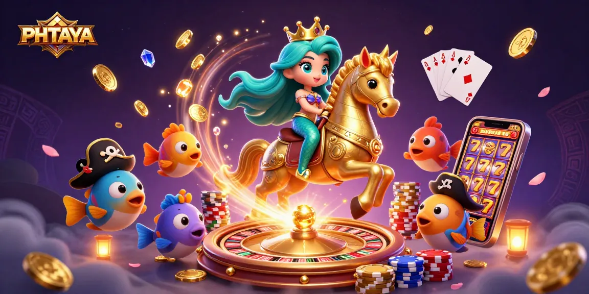 PHTAYA showcases an exciting scene of a vibrant casino adventure with mermaid princess and stunning slot elements.