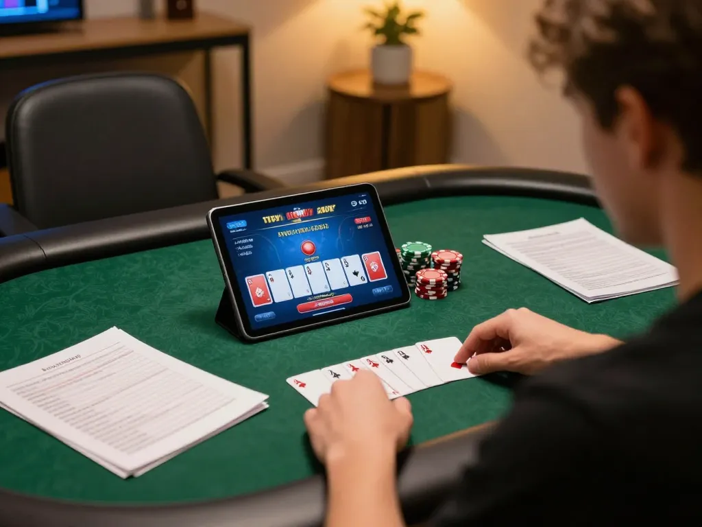 Engaging in strategic online poker gameplay on tr88 with warm ambiance and gaming notes