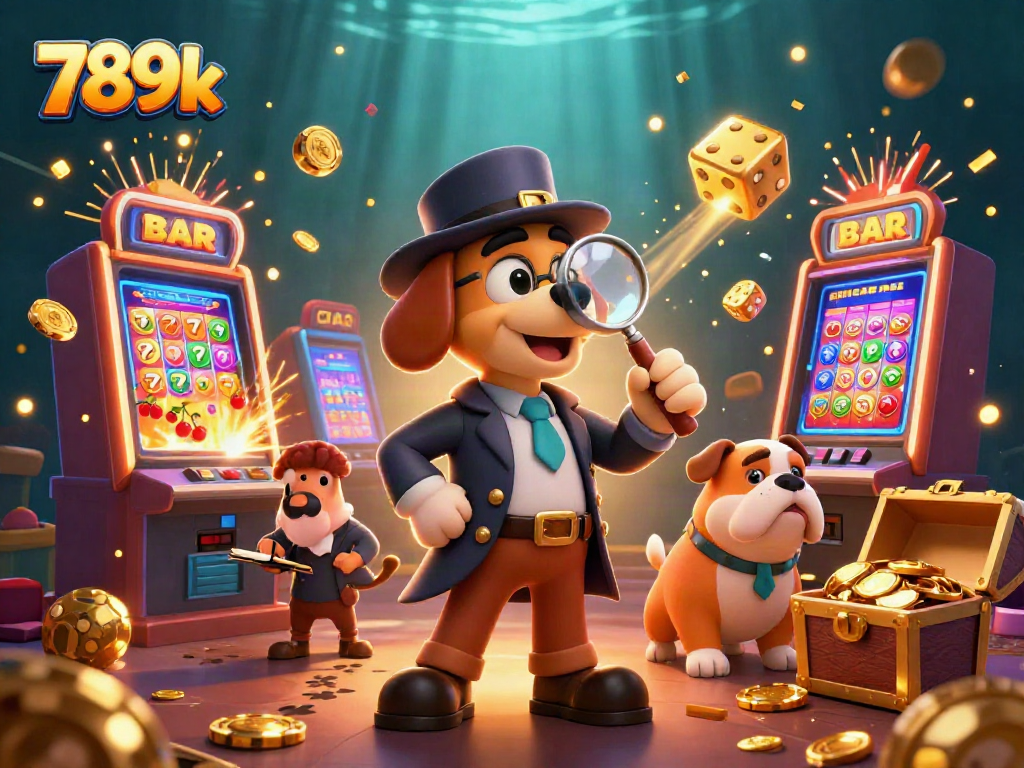 Win big at 789k with a thrilling online casino adventure featuring slot machines and golden chips.