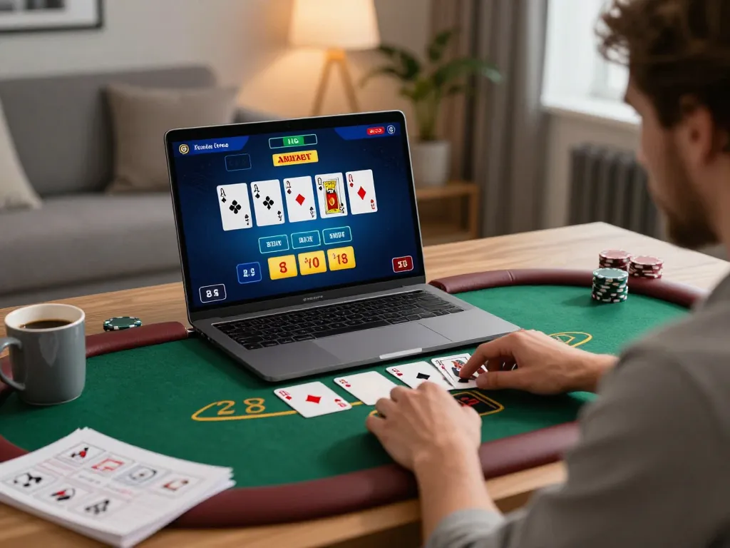 Engaging in strategic gameplay at https://s666hn.com/ with a live dealer blackjack game from a cozy home environment.