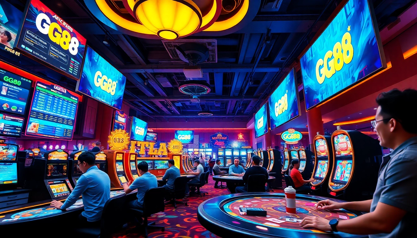 GG88 online gambling atmosphere showcasing exciting casino games and vibrant players.