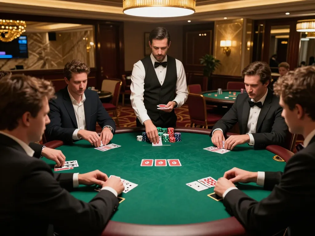 Players engaging in a strategic poker game at TT888 casino, showcasing intense concentration and competitive spirit.