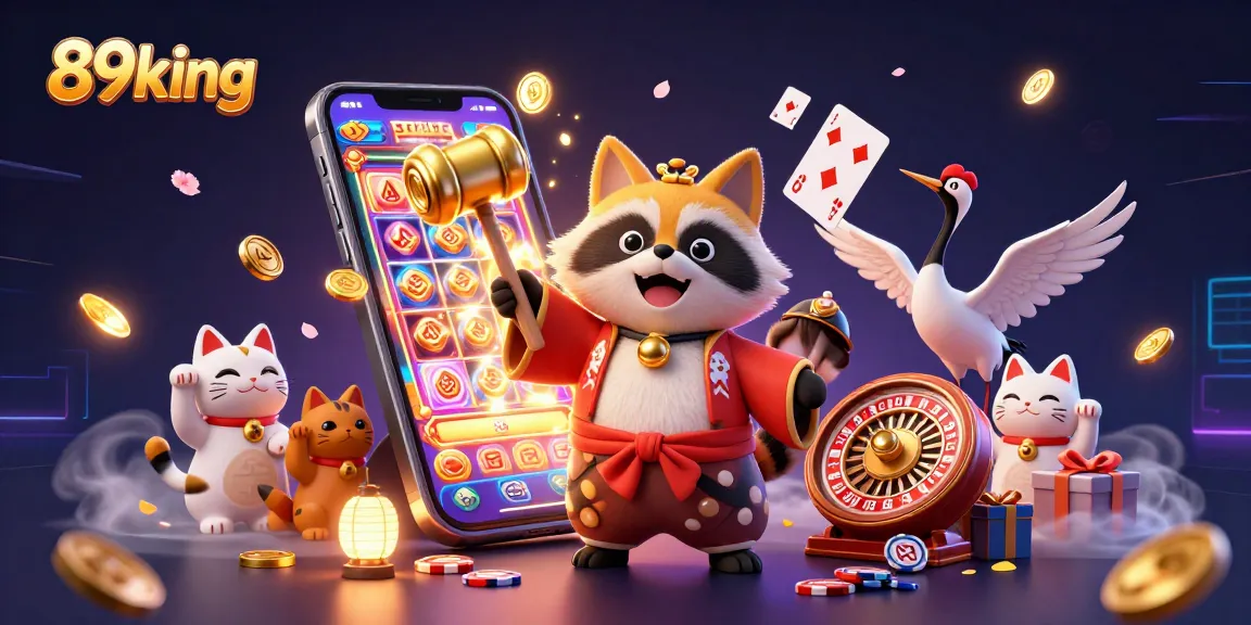 Engage with 89king as colorful slots and lucky symbols enrich this vibrant casino scene.