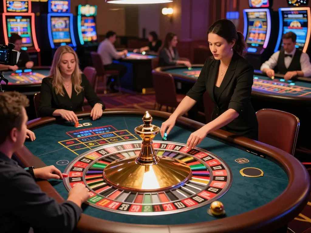 Watch players engaging in high-stakes bets at SC88 roulette tables in a vibrant casino.