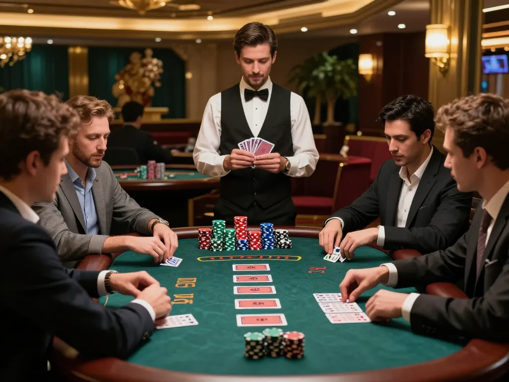 Players engage in strategic blackjack gameplay at a vibrant xi88 casino table.