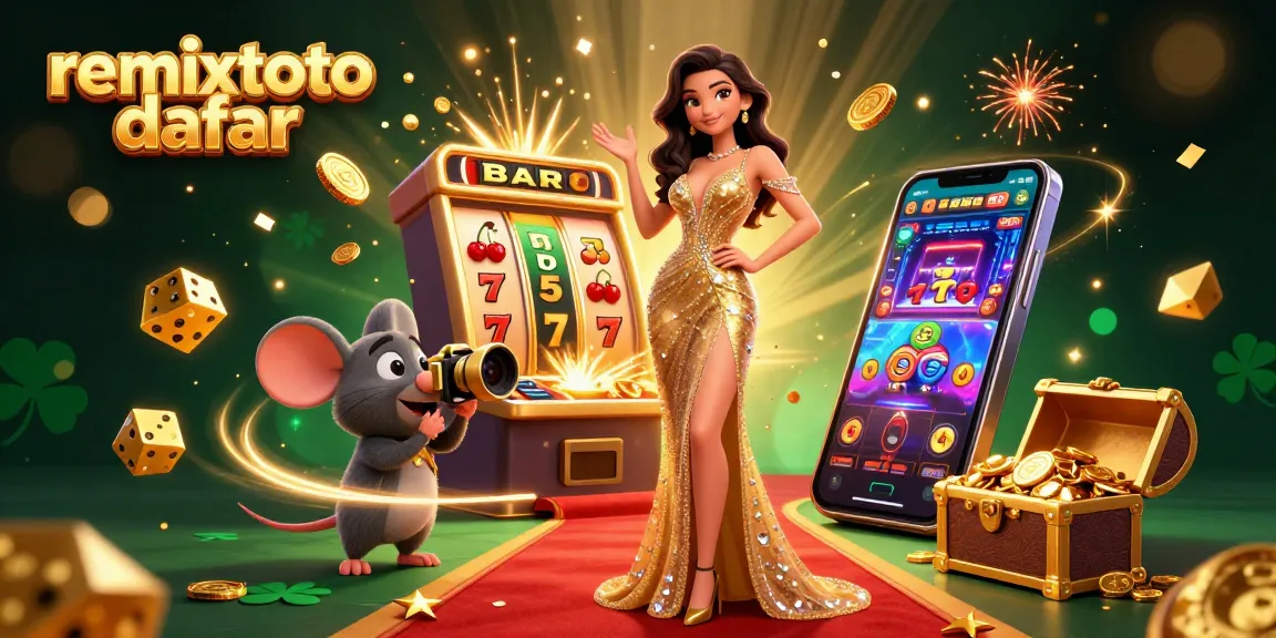 Experience the excitement of remixtoto daftar with a dazzling energy-filled casino scene, spotlighting slots and gaming elements.