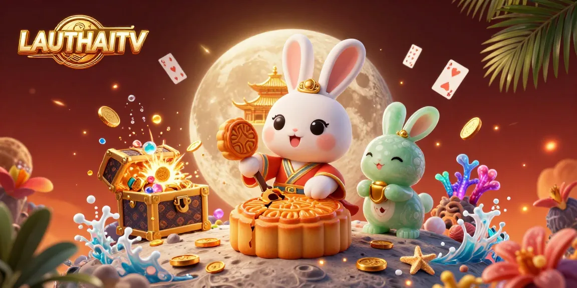 LAUTHAITV showcases the moon rabbit and jade companion in a vibrant casino-inspired fantasy.