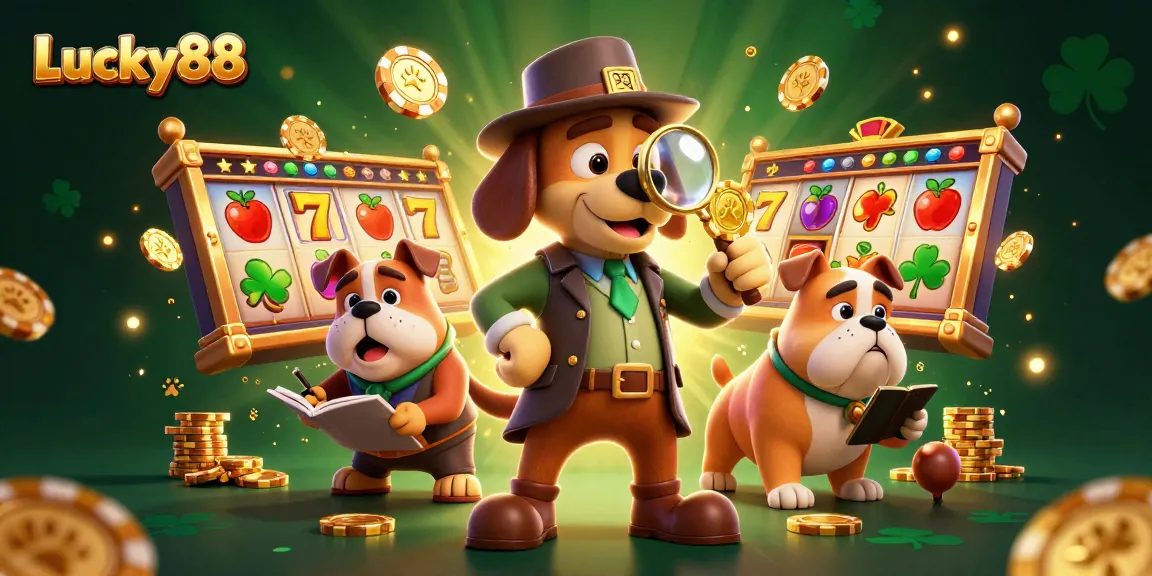 Enjoy thrilling gameplay with Lucky88, where a detective duo uncovers hidden treasures among vibrant slot symbols.