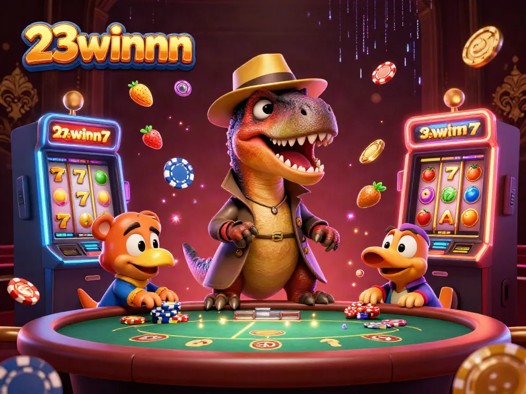 Catch thrilling action at 23winnn during an exciting blackjack game featuring colorful slot machines.