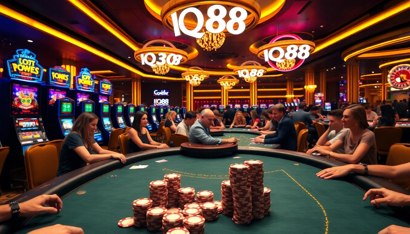 Experience thrilling gambling action at IQ88 with vibrant casino games and lively players.