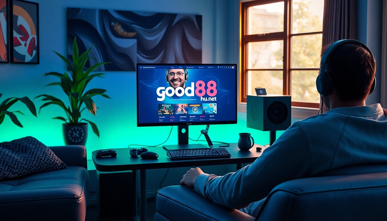 Engaged user gaming at a desktop showcasing good88.hu.net, reflecting excitement.