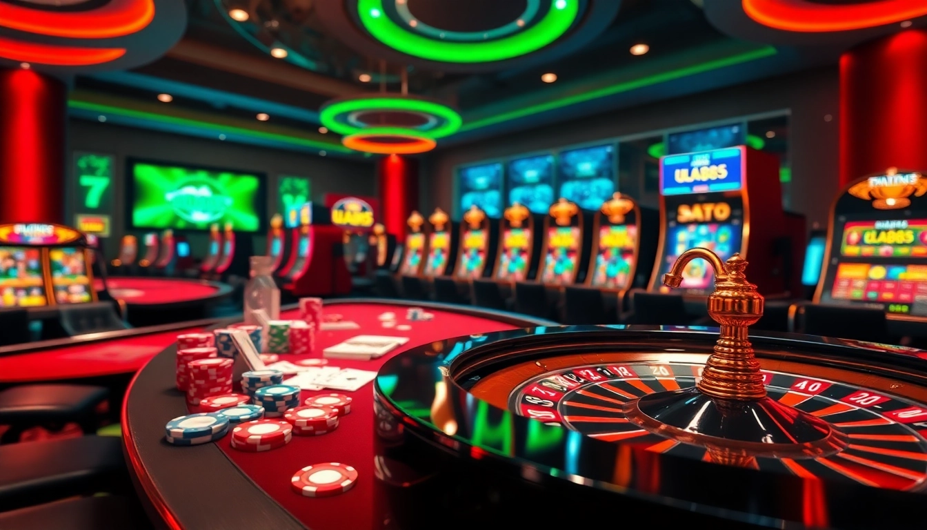 UUU885 bets being placed at a modern casino with vibrant tables and high-stakes excitement.