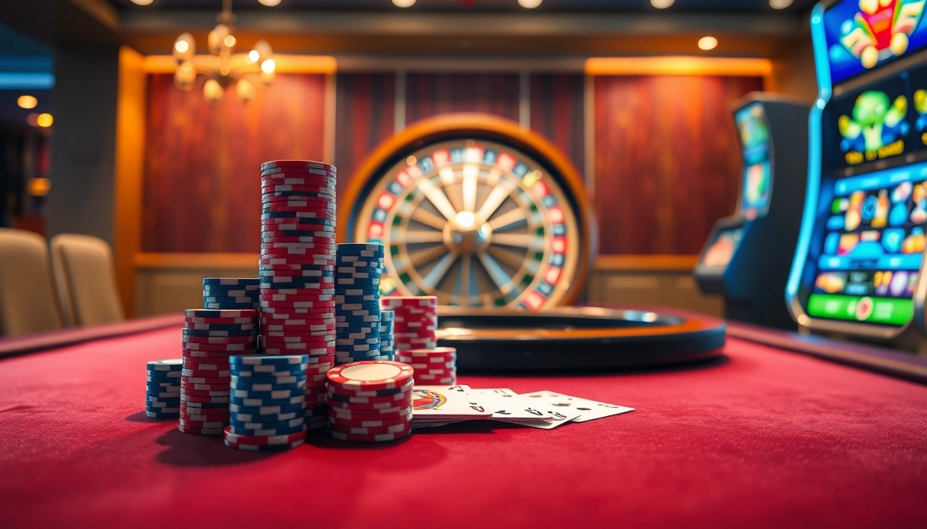 Experience the thrill of gambling at https://lc88comm.com/, featuring poker chips and a stunning roulette wheel.