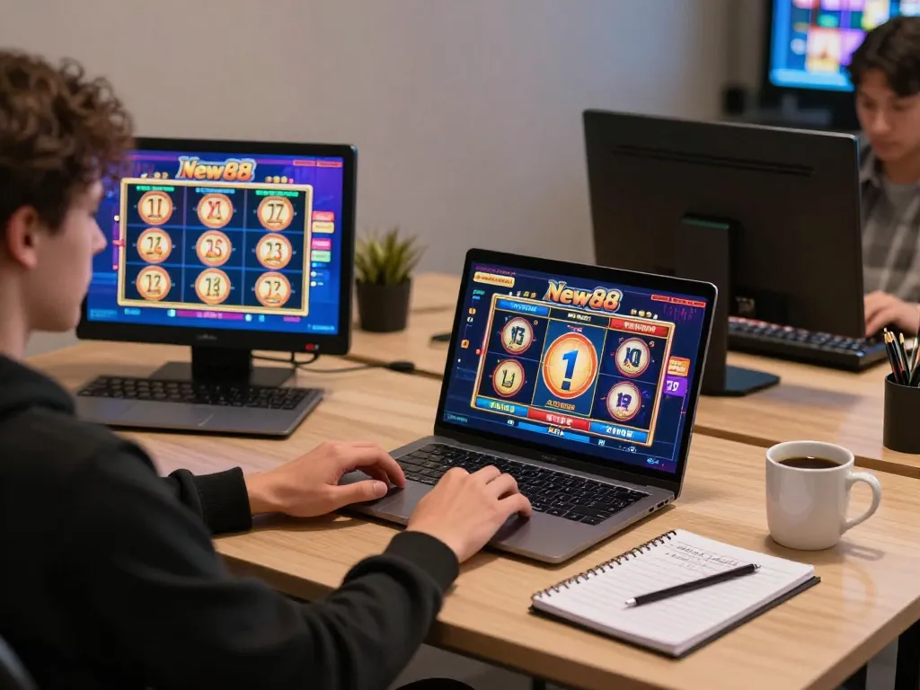 Engaging with New88 online casino gaming while strategizing bets from the comfort of home