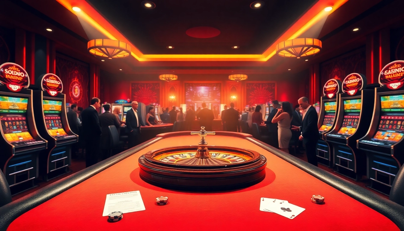 SODO CASINO table featuring a stunning roulette wheel and enthusiastic gamblers engaged in high-stakes play.