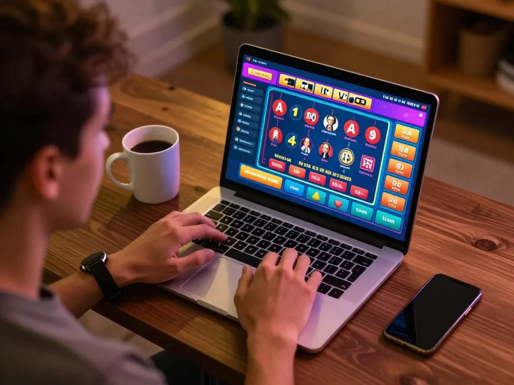 O8 player engaging in live blackjack at home, showcasing responsible gaming practices and immersive online experience.