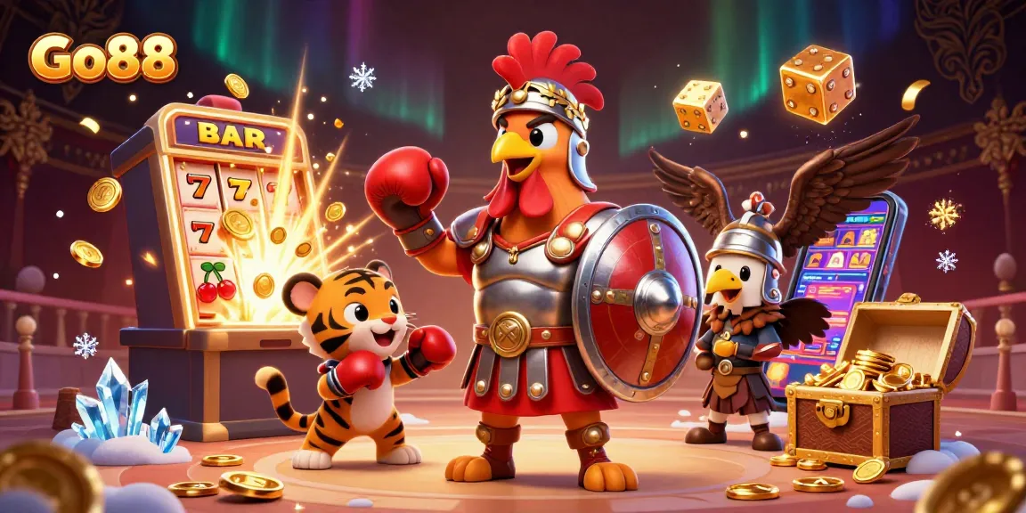 Engage with Go88's thrilling casino action featuring vibrant characters and rich slot game elements.
