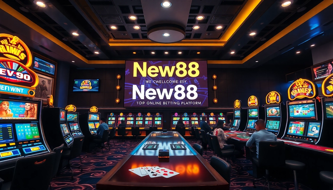 New88 online gaming experience with live dealers and vibrant casino atmosphere.
