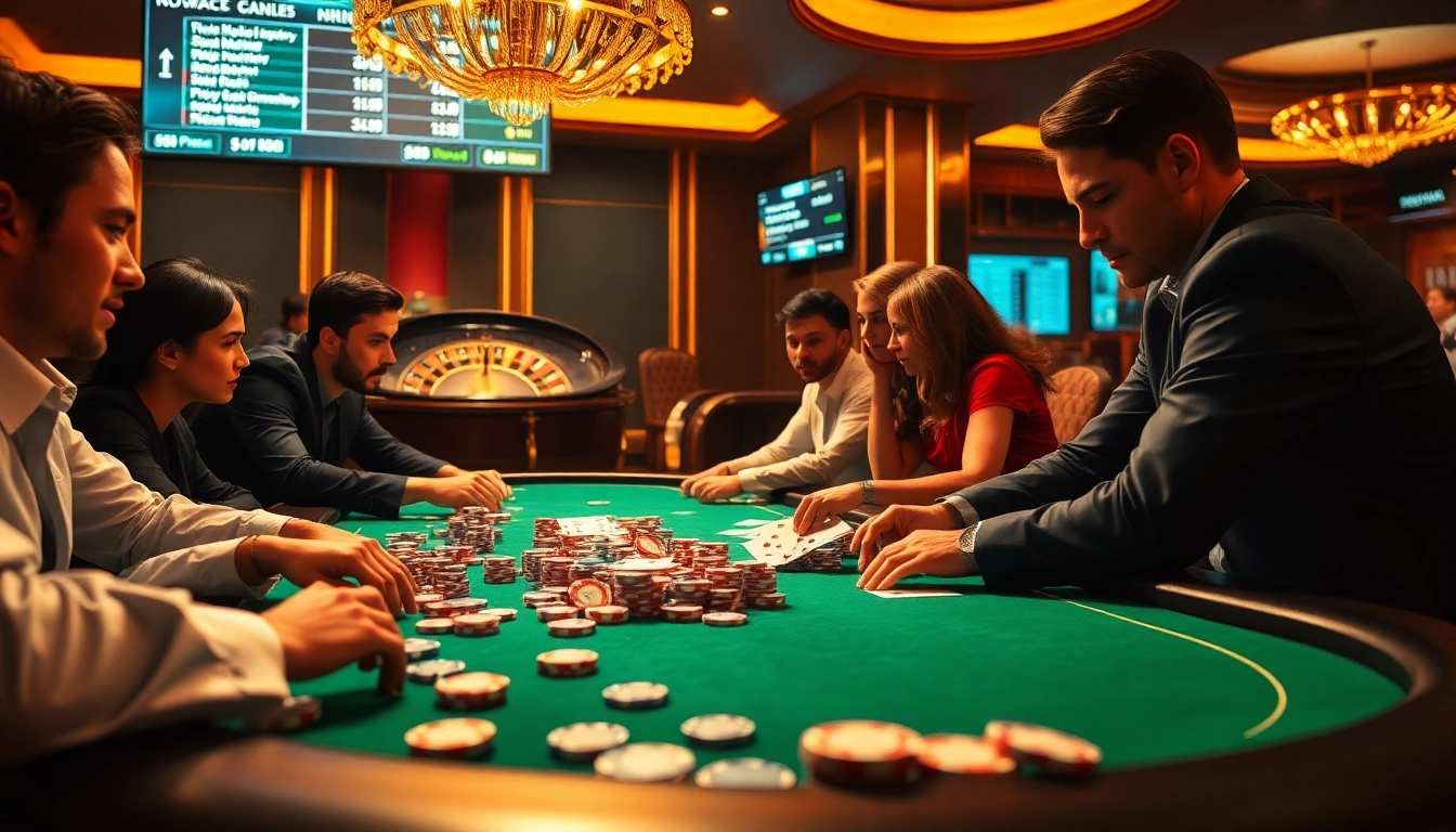 Players engaging in strategic moves during MMOO GAME at an upscale casino table.