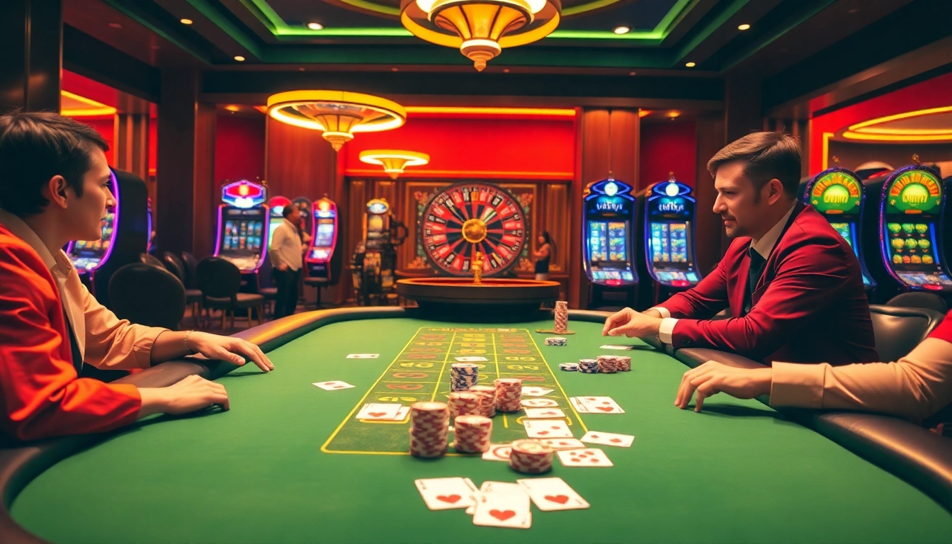 Players enjoying various games at the GO8 online casino with vibrant colors and engaging atmosphere.