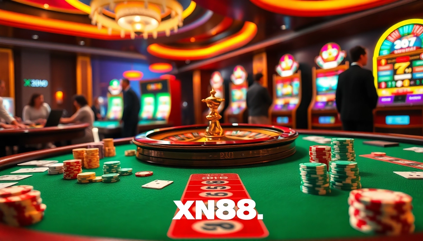 Playing an exciting game at https://xn88.law/ with vibrant poker chips and a roulette wheel.