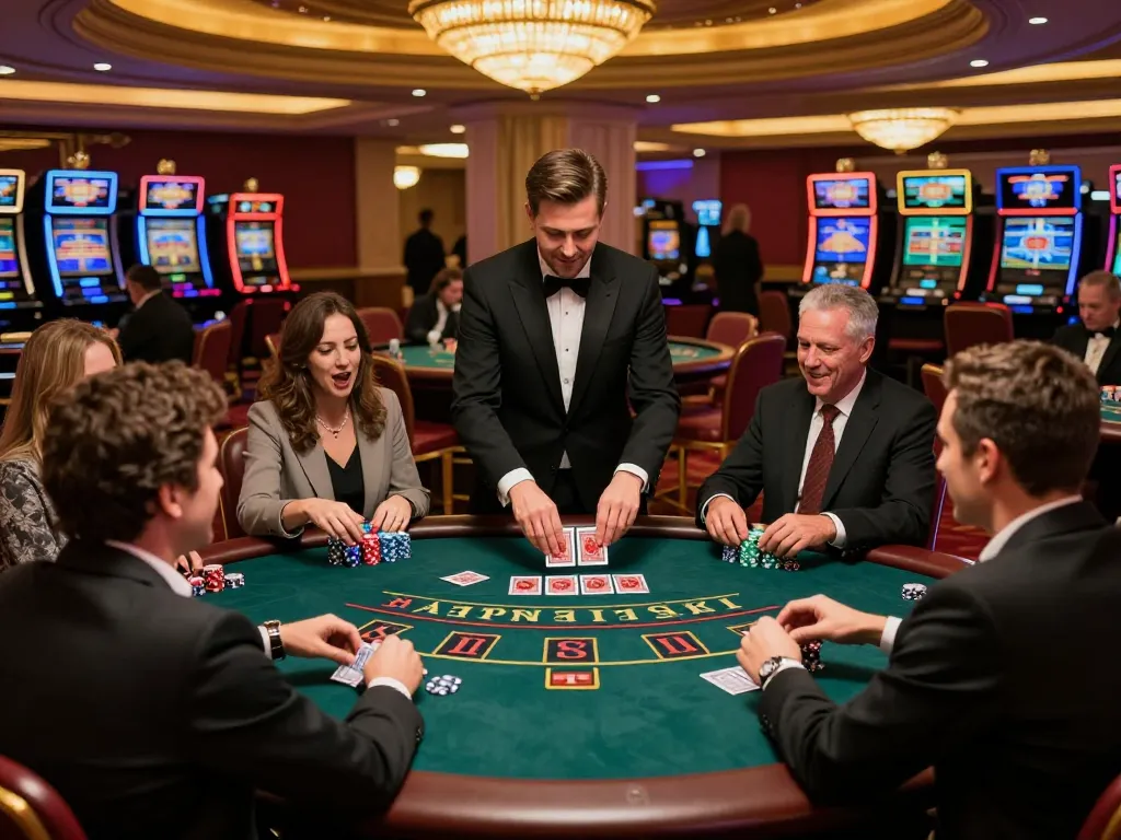Tg88 players strategizing and enjoying blackjack in a vibrant casino setting with exciting gameplay.