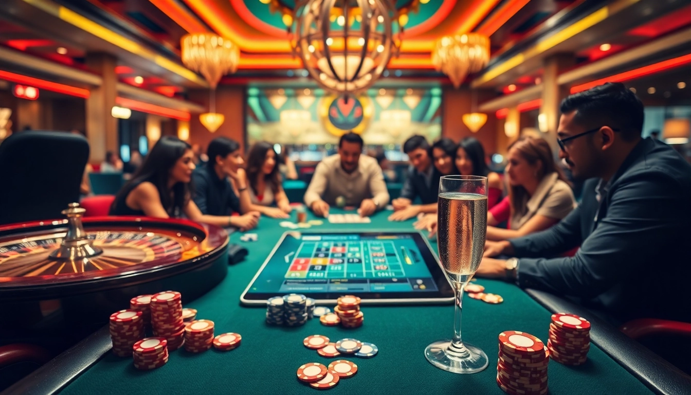 S666 gaming table filled with vibrant chips and cards, showcasing excitement in a luxurious casino.
