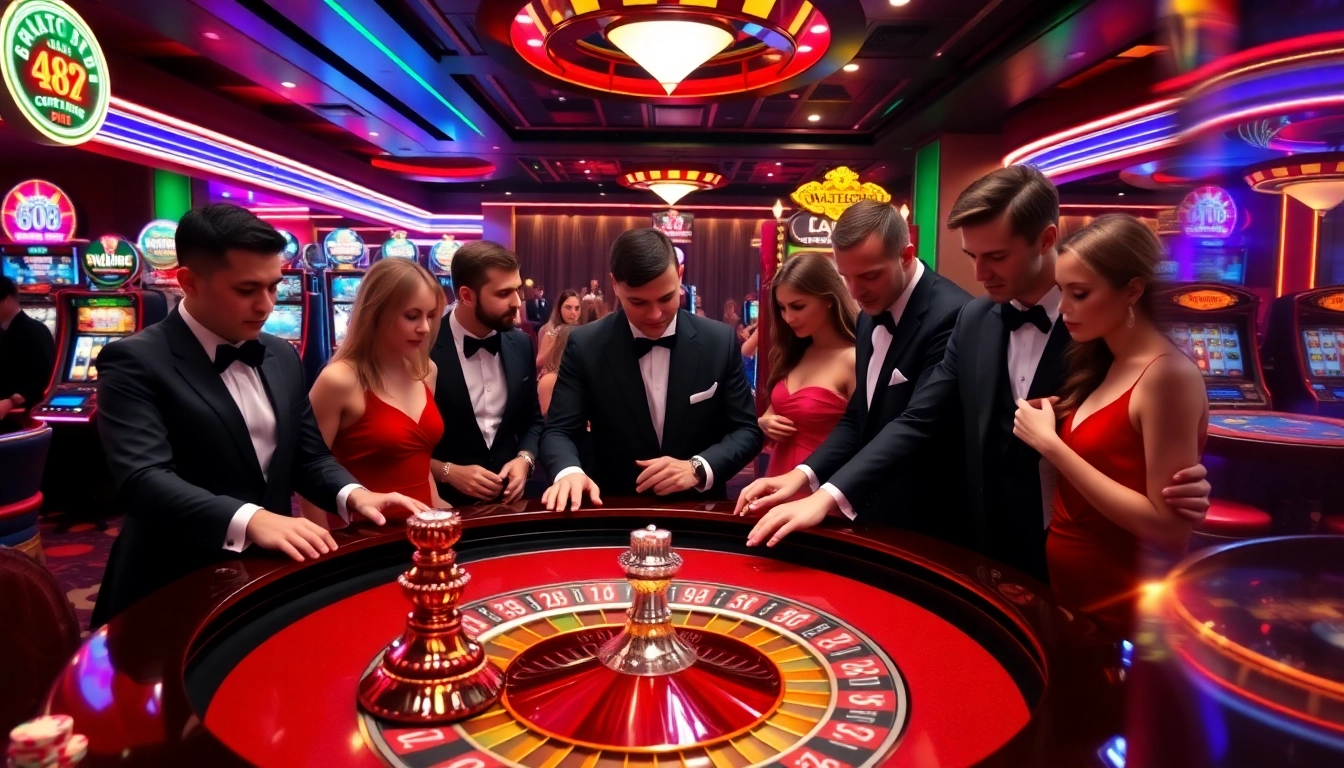 Excited players betting at a luxurious Bet88 casino table in an engaging atmosphere.