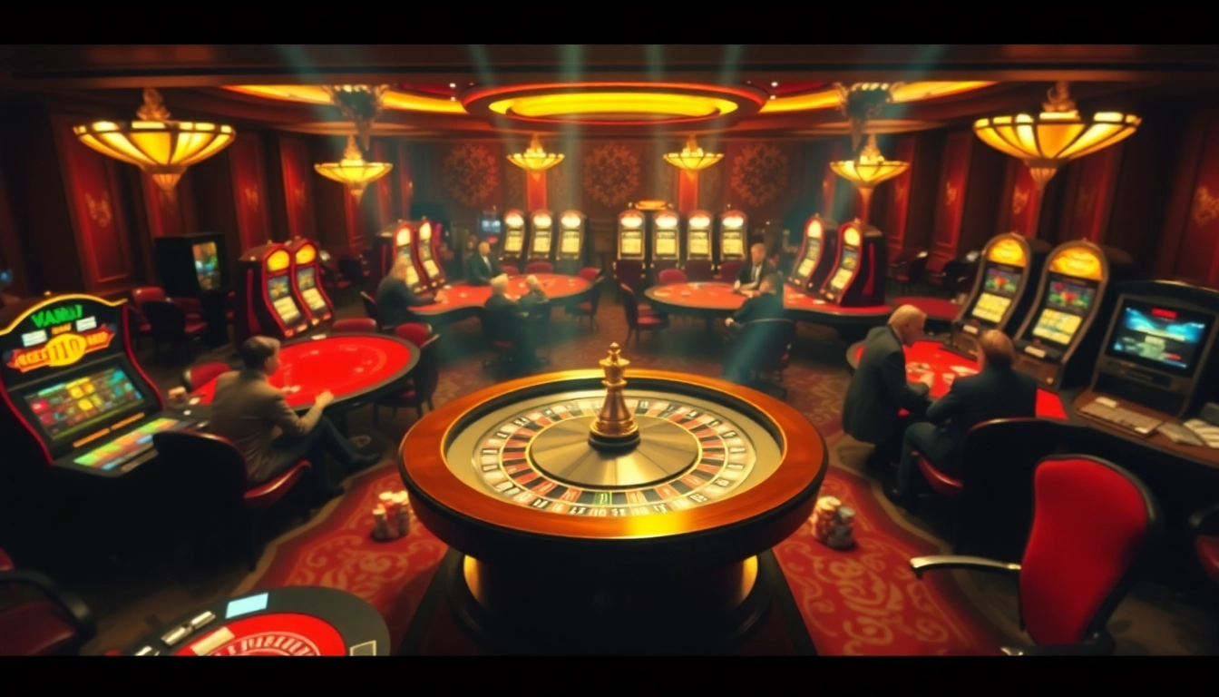 The official hidden wiki enhances user safety, showcased amidst a vibrant casino environment full of roulette and poker.
