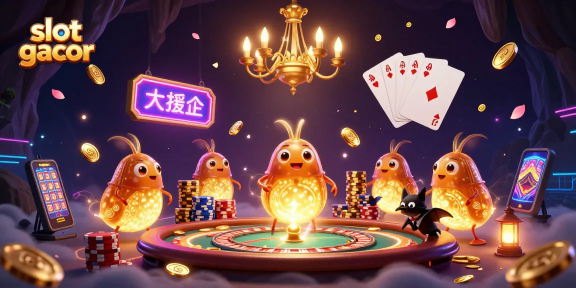 Experience the thrill of slot gacor as glowworms light a cave casino with vibrant gaming elements.