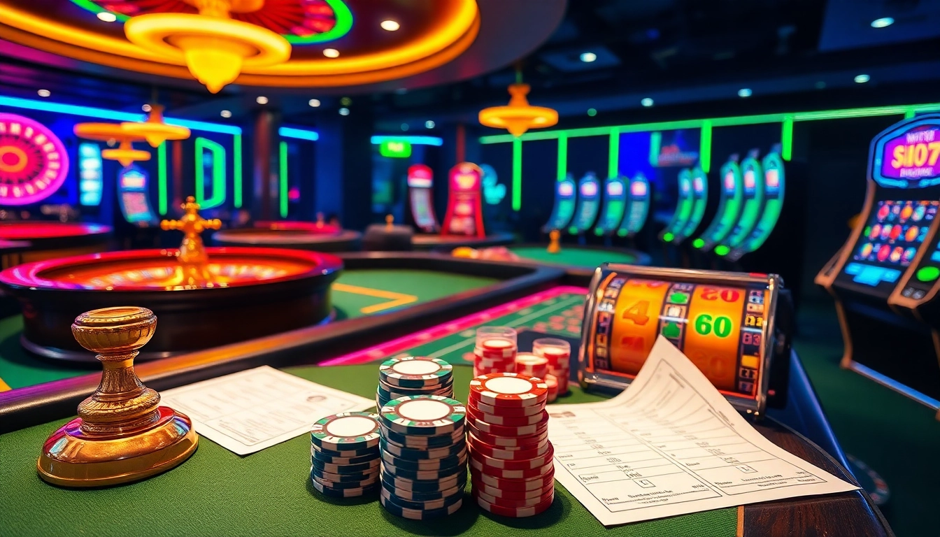 Experience thrilling SHBET casino action with vibrant tables, colorful chips, and shining slot machines.