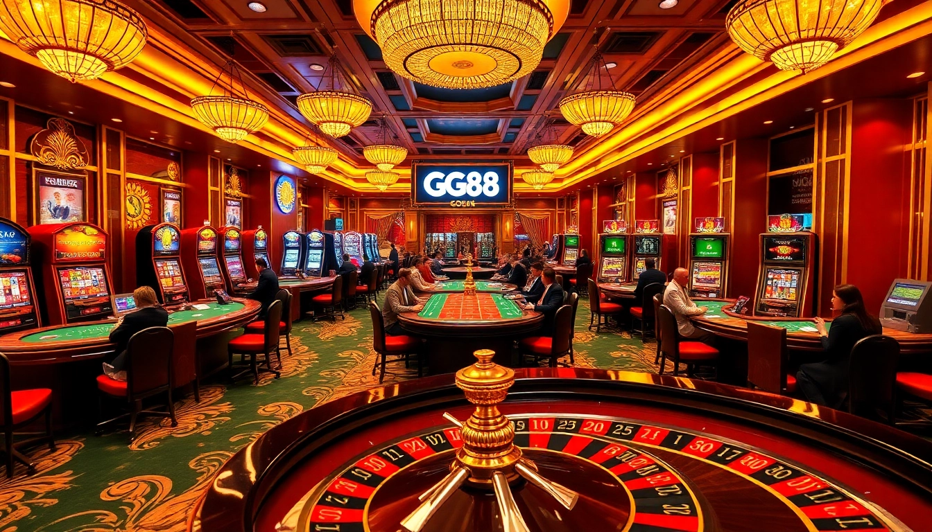 Experience the excitement of GG88 with vibrant casino tables, slot machines, and professional dealers.