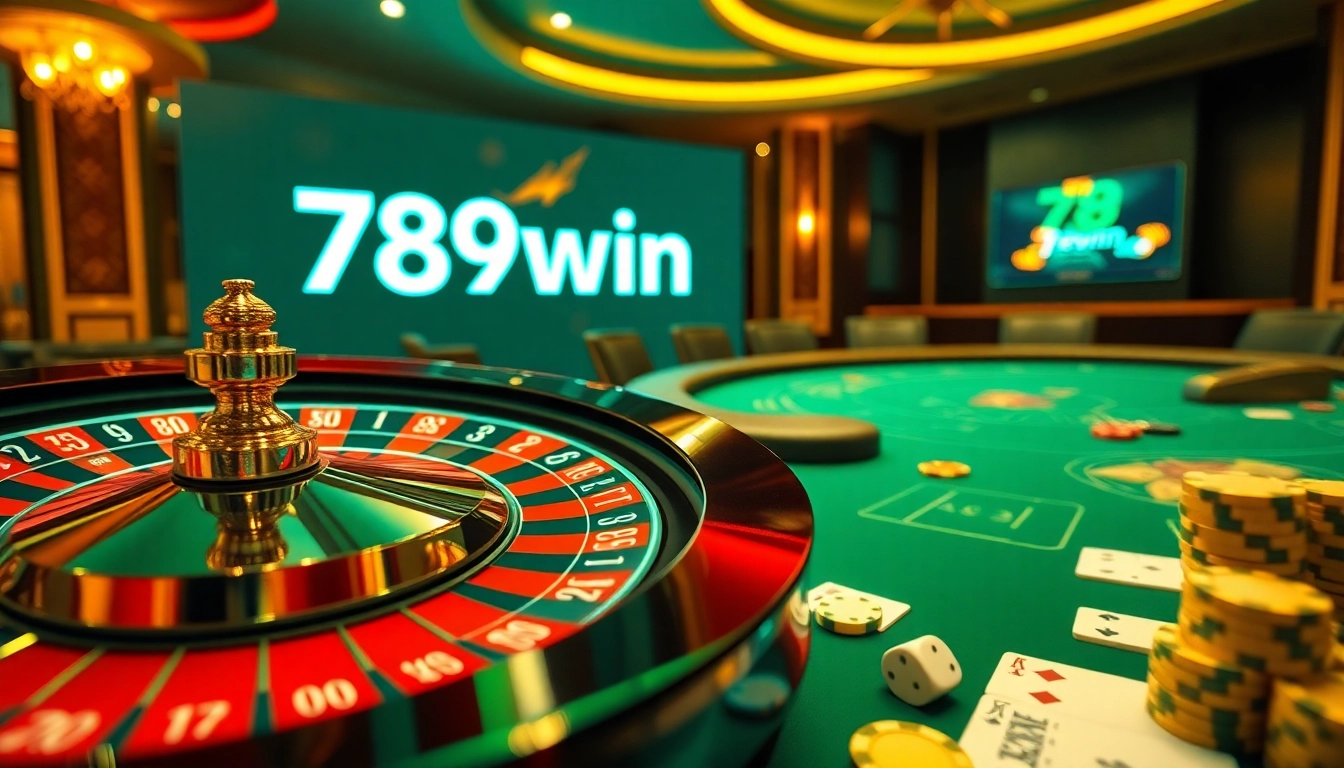 Experience the thrill of betting at 789win with vibrant roulette wheels and poker chips.