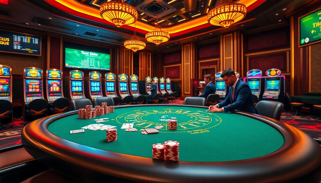 Experience high-stakes action at https://af88.bid/ with vibrant poker chips and professional dealers in a luxurious casino setting.