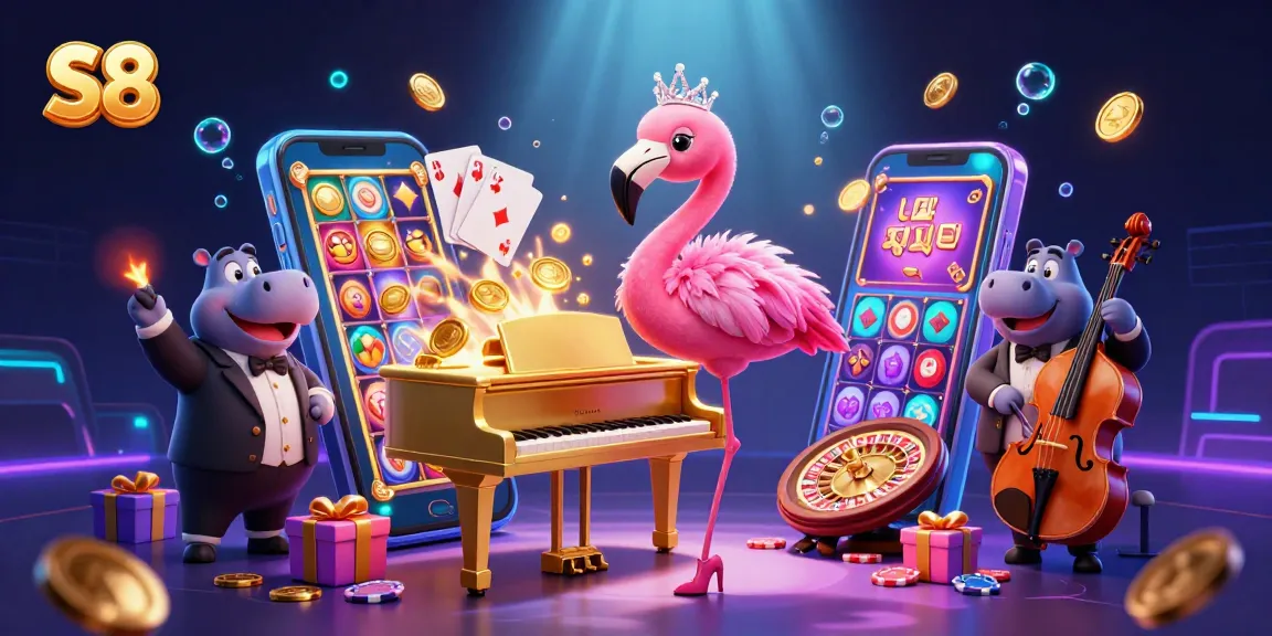 S8's vibrant casino scene showcases immersive slot games and dynamic characters capturing the excitement of gaming.