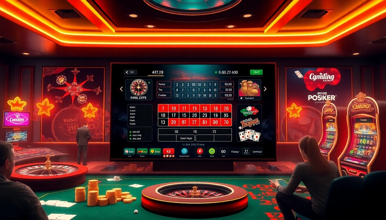 An engaging scene of online gambling at Trang Chủ DEBET showcasing players with poker chips and casino games.