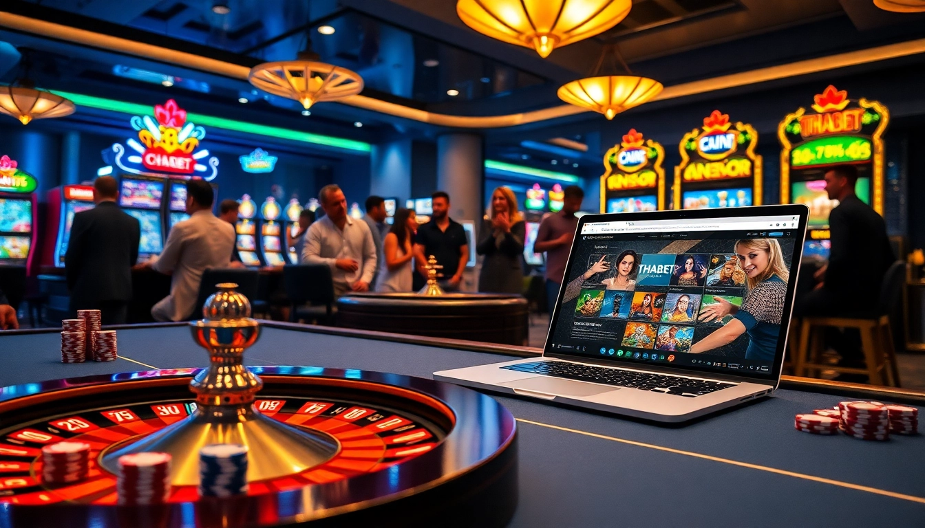 Gamblers enjoying the THABET experience with dynamic casino visuals and engaging gameplay.