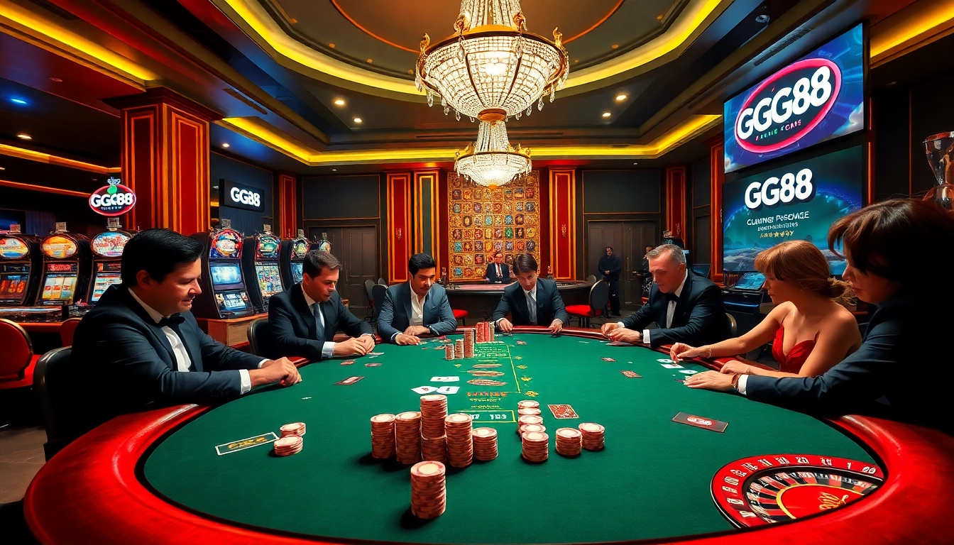 Experience the excitement of GG88 with a vibrant casino atmosphere filled with poker action.
