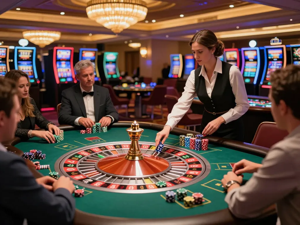 Engaged players enjoy live roulette at https://tip88.locker/ surrounded by a vibrant casino atmosphere.