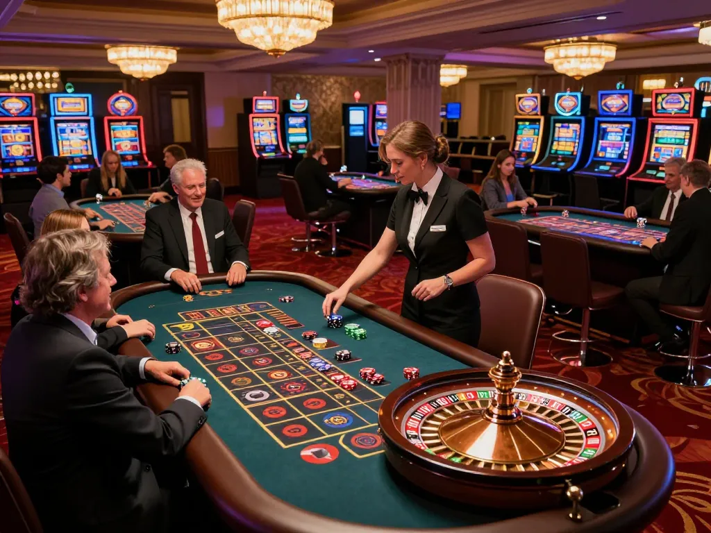 Experience thrilling gameplay at https://777x.bid/ with lively roulette tables and excited players in an upscale casino setting.