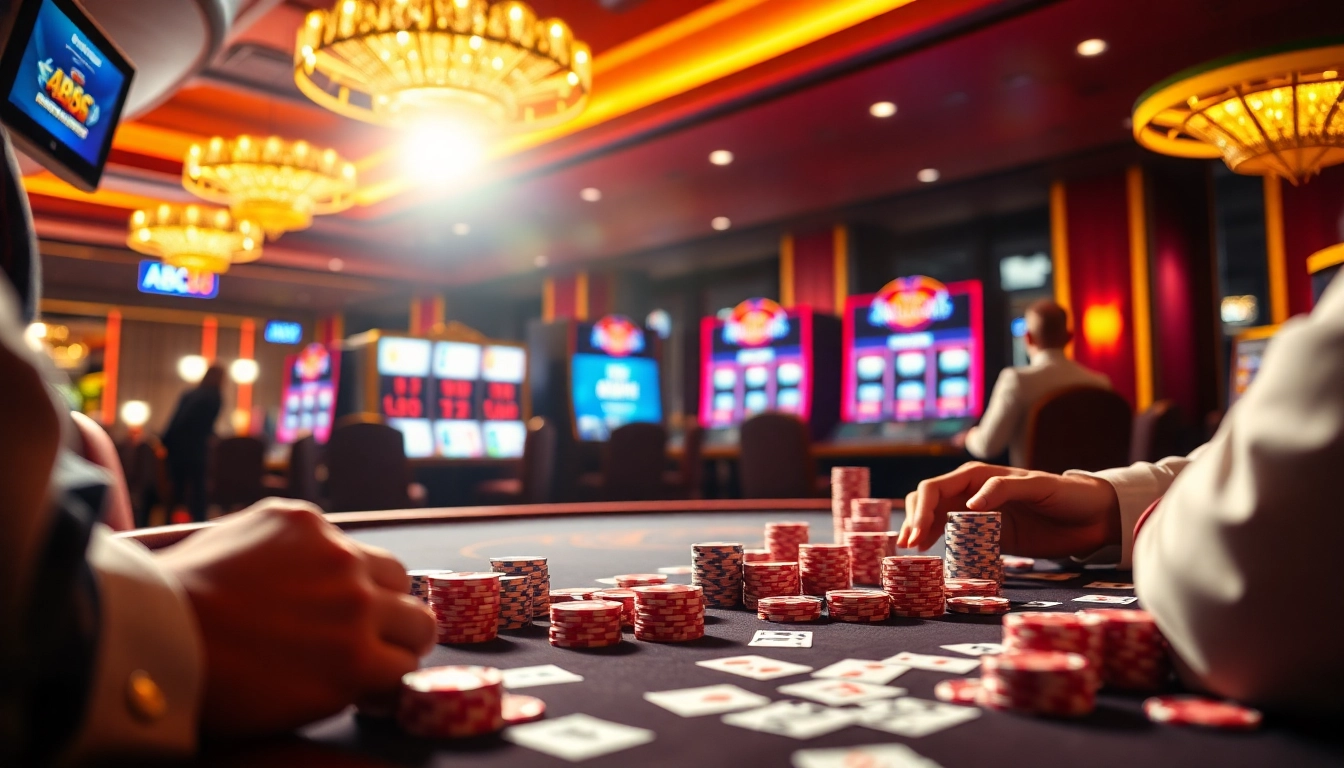 Experience high-stakes excitement at ABC8's professional poker table with luxury chips and cards.