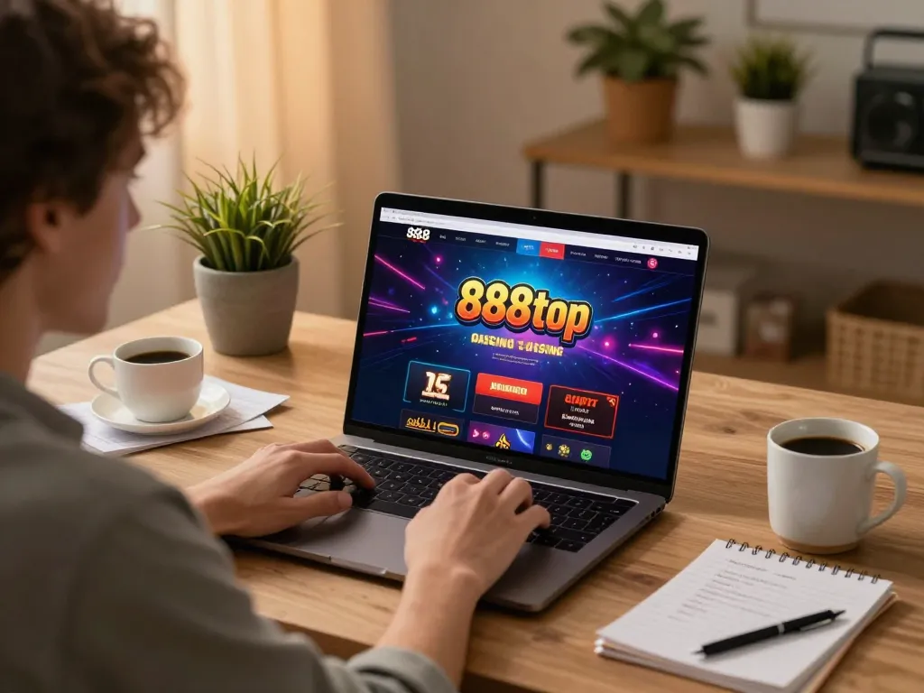 Engaging online gaming experience at 888top as player strategically bets on casino games.