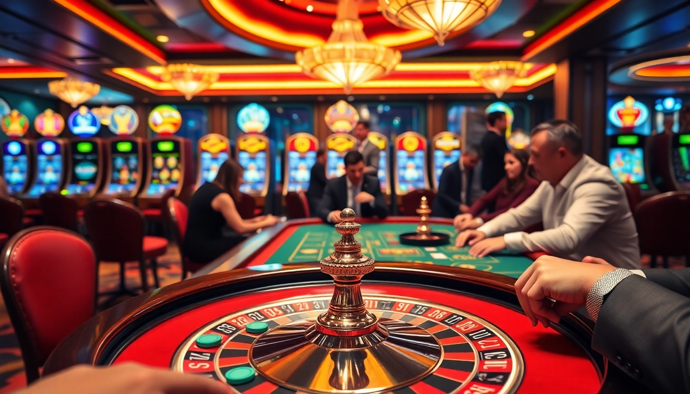 A dynamic casino setting with players betting at a vibrant table, showcasing the excitement and luxury of 789P.